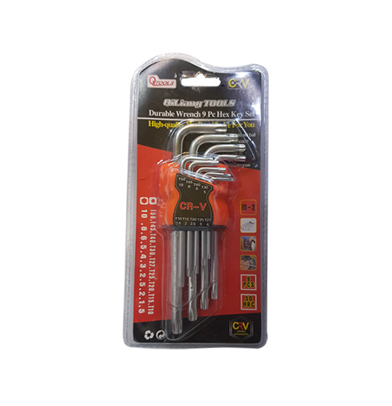 Hexagonal 9 Piece TORX Key Set