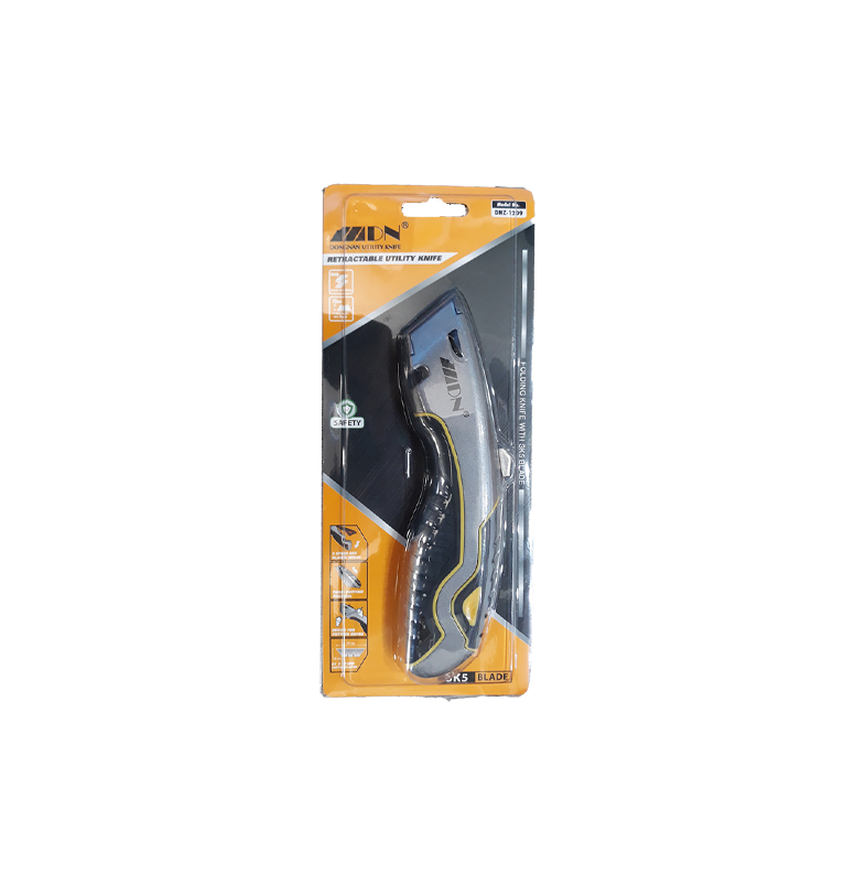 Black Retractable Utility Knife With Wire Cutter